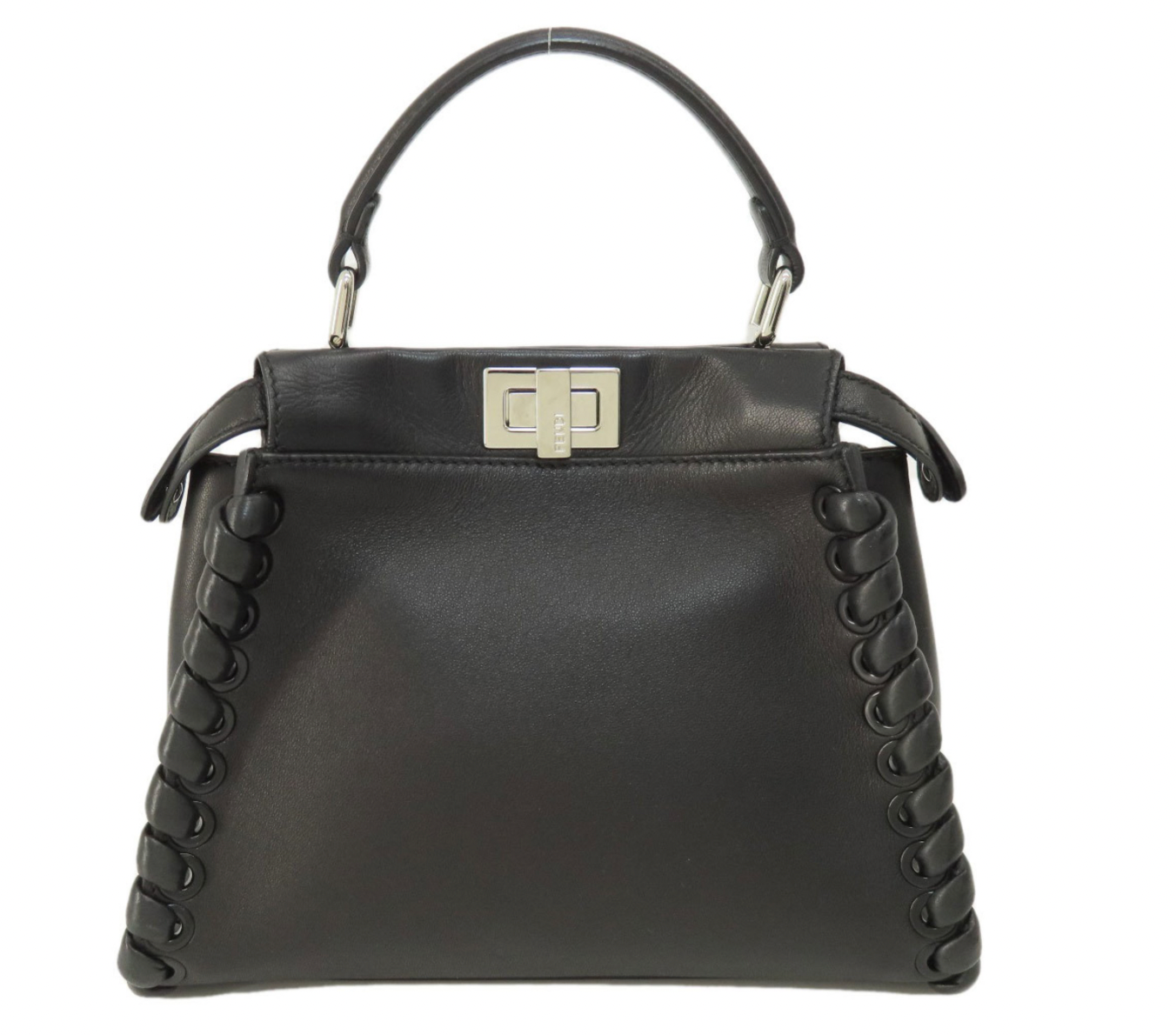 Pre owned Mini Whipstitched Peekaboo Fendi Black Leather handbag with a strap