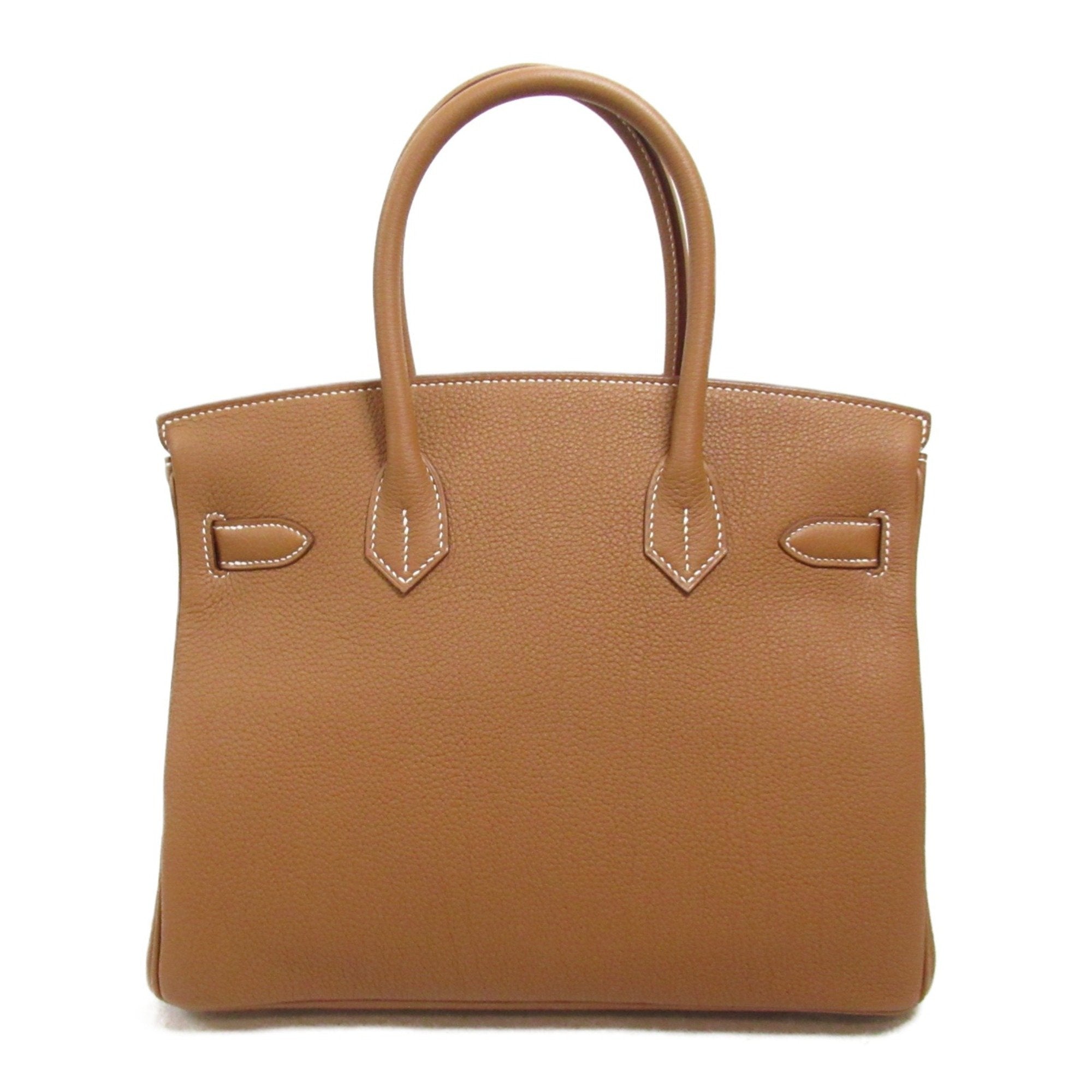 Pre-owned Hermes Birkin 30 handbag expertly crafted from Fauve Barenia Faubourg Togo leather and palladium hardware