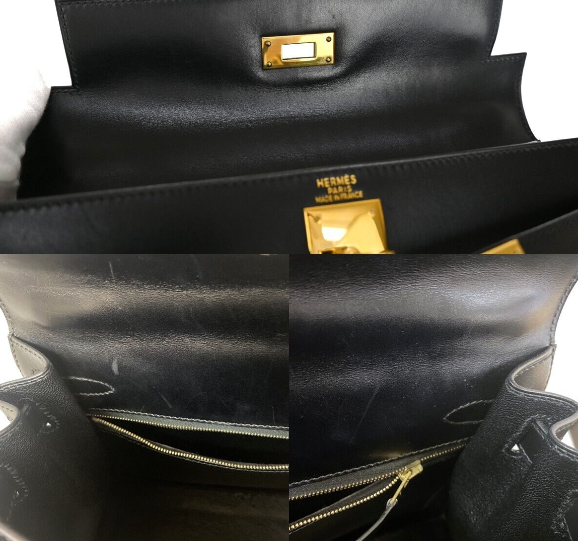 Bolso de mano Hermes Kelly 28 negro con correa