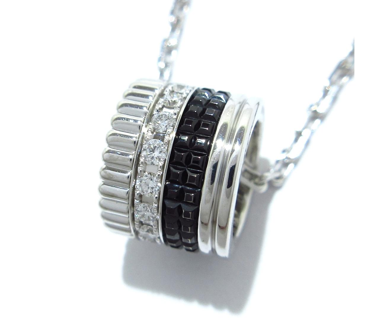 18K white gold Boucheron Quatre black edition pendant & necklace with diamonds