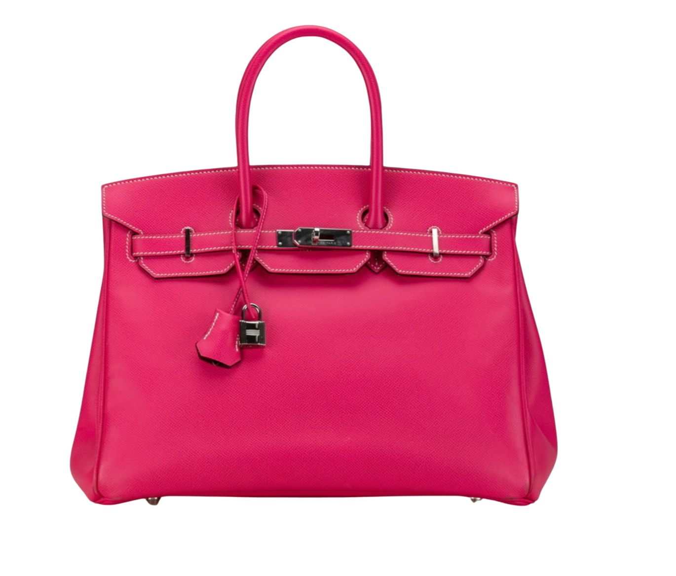 Pe-owned 2012 Hermes Birkin 35 Epsom leather handbag in a lovely pink hue featuring palladium hardware