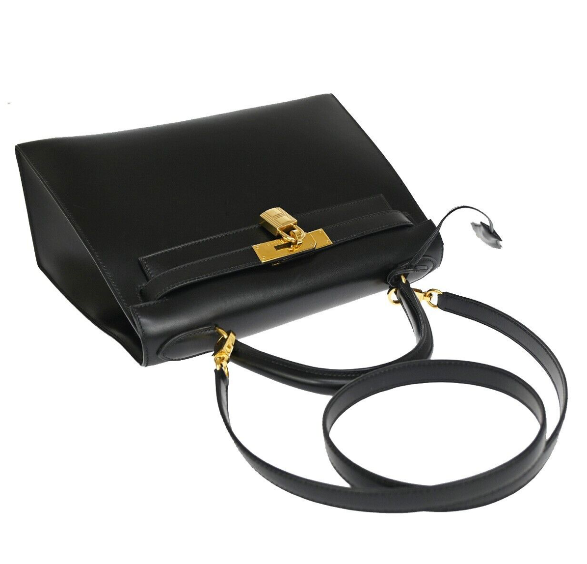 Bolso de mano Hermes Kelly 28 negro con correa