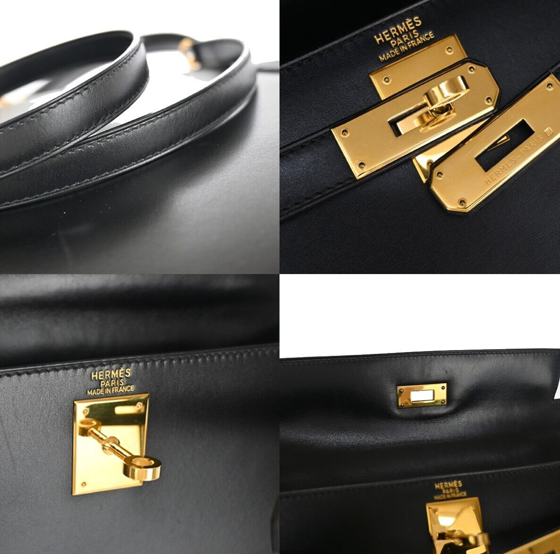 Bolso de mano Hermes Kelly 28 negro con correa