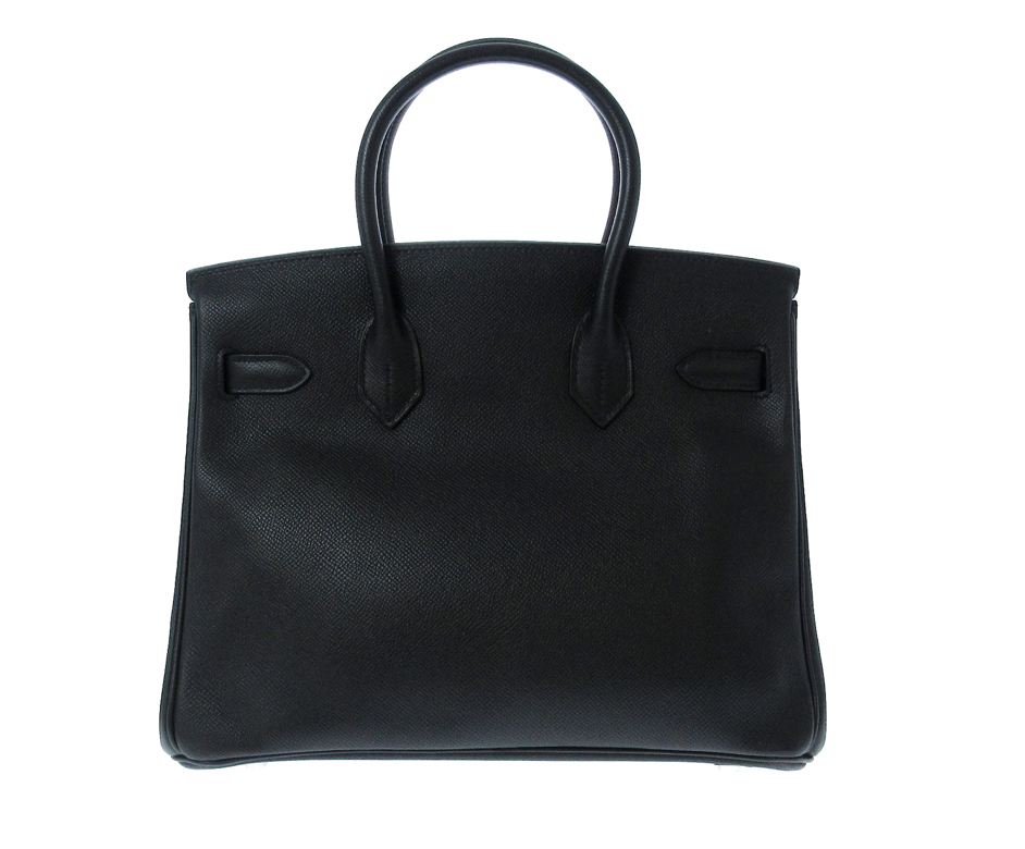 Hermés Birkin 30cm Black leather handbag with dust bag, Cadena (with key), and Clochette