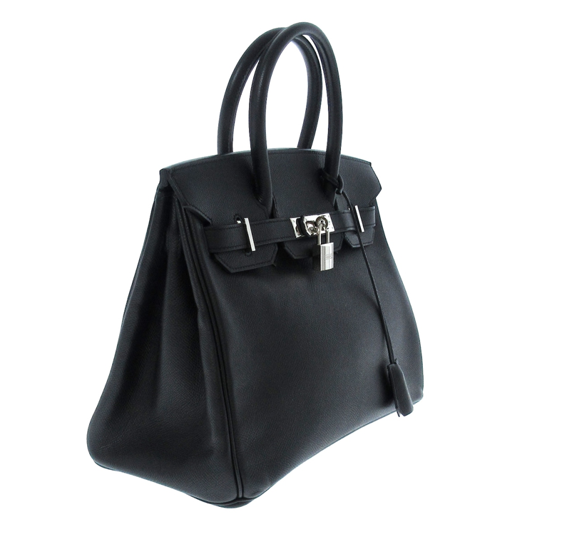 Bolso Hermés Birkin de 30 cm de piel negra con bolsa guardapolvo, Cadena (con llave) y Clochette