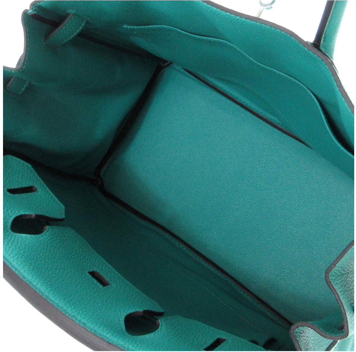 Bolso de cuero Green (Verre Veronne) Hermes Birkin 30 Togo con un hardware plateado