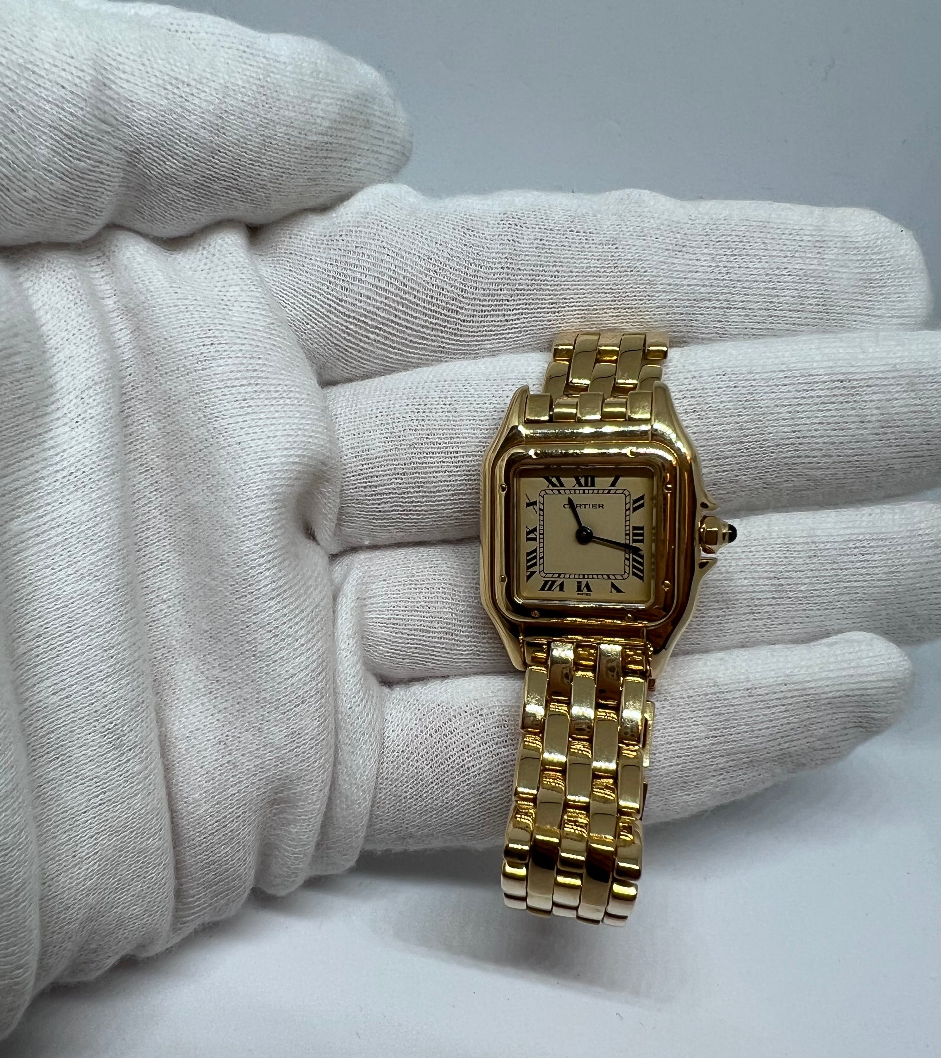 Vintage small Cartier de Panthere 18K yellow gold wristwatch - Full set