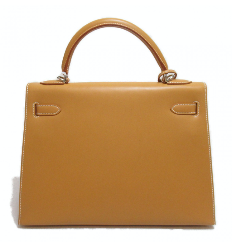 Bolso Hermés Kelly Epsom Sellier dorado de 32 cm con bandolera, candado, llaves, clochette, bolsa guardapolvo y caja