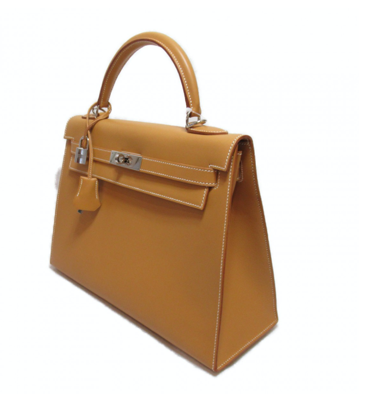 Bolso Hermés Kelly Epsom Sellier dorado de 32 cm con bandolera, candado, llaves, clochette, bolsa guardapolvo y caja