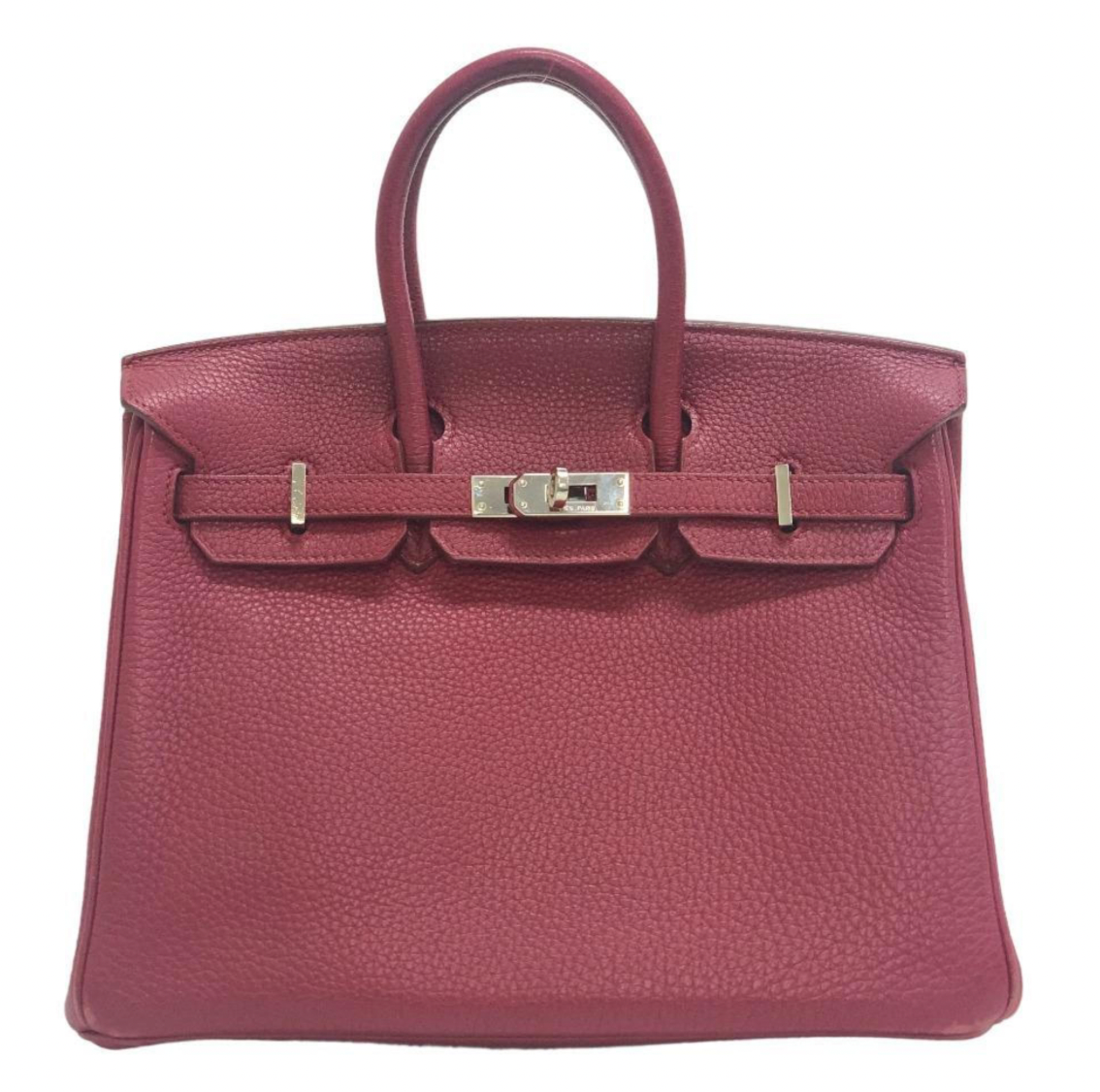 Hermes Birkin 25 de propiedad de propiedad en Borgoña Togo Leather con hardware de paladio