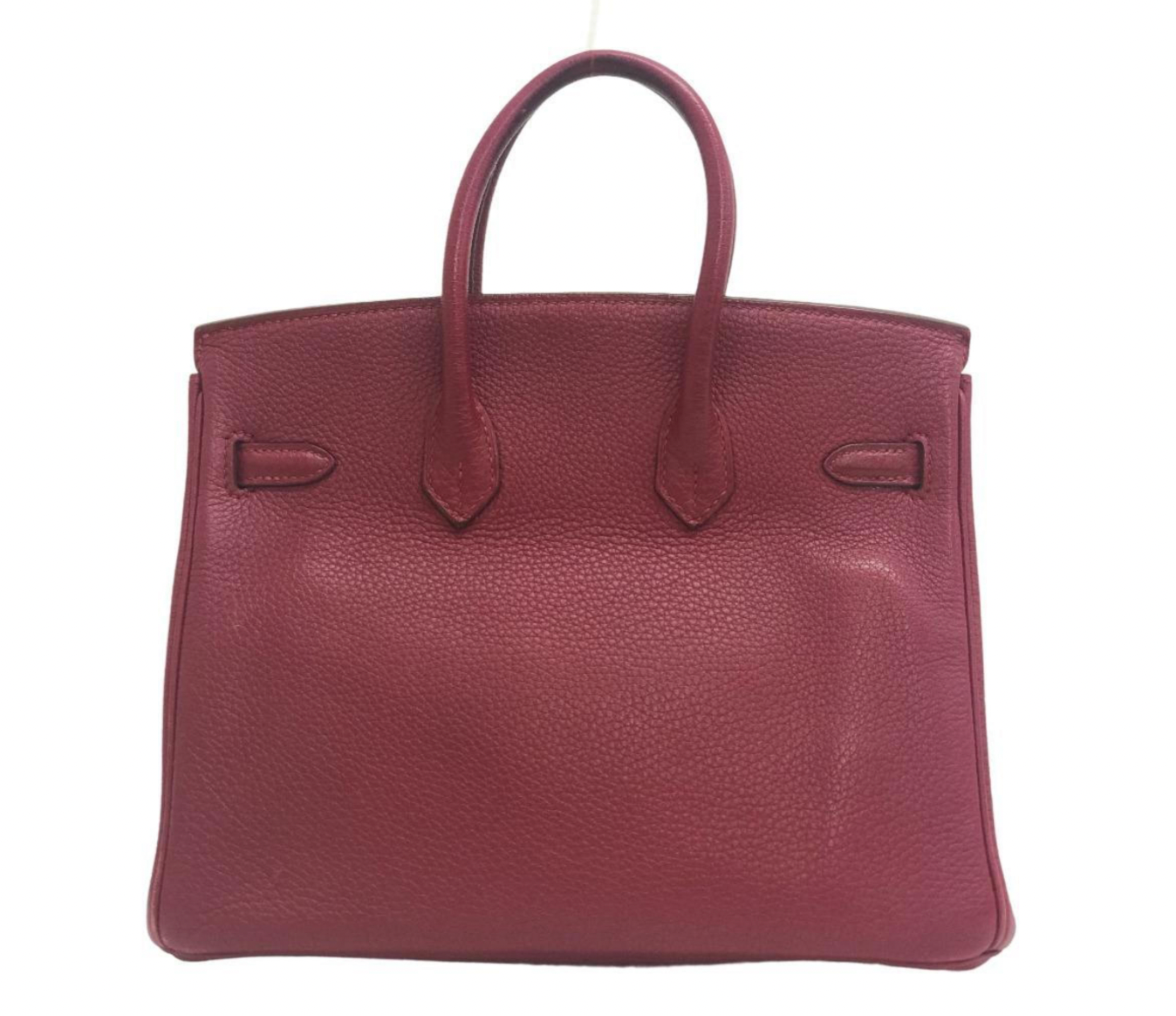 Pre-owned Hermes Birkin 25 in burgundy colour Togo leather with palladium hardware