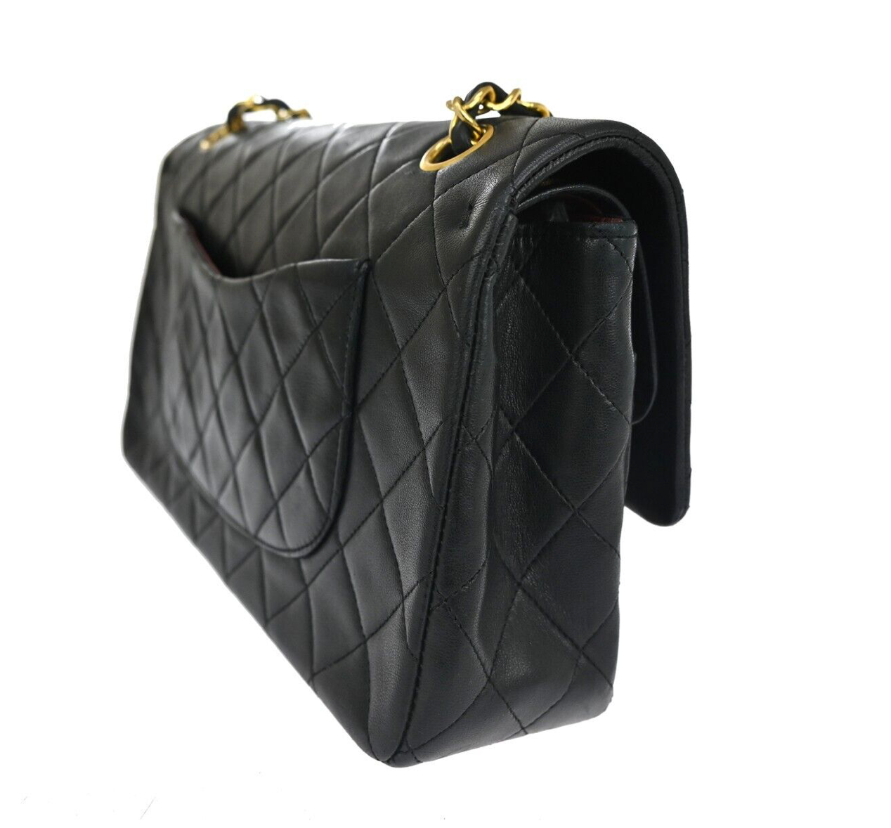 Chanel Classic black lambskin handbag with the iconic Matelasse finish