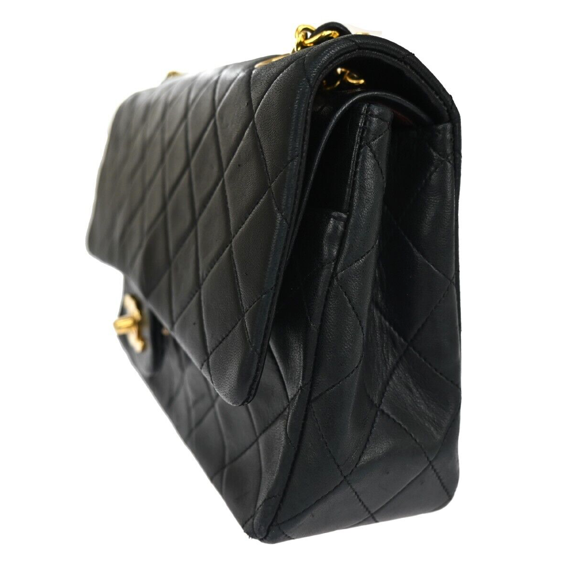 Chanel Classic black lambskin handbag with the iconic Matelasse finish