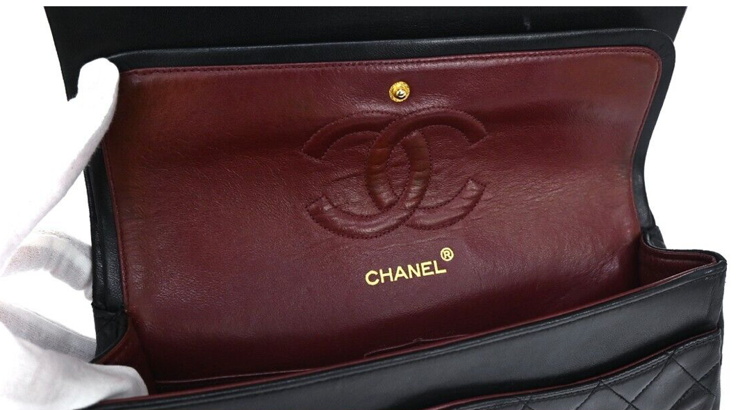 Chanel Classic black lambskin handbag with the iconic Matelasse finish