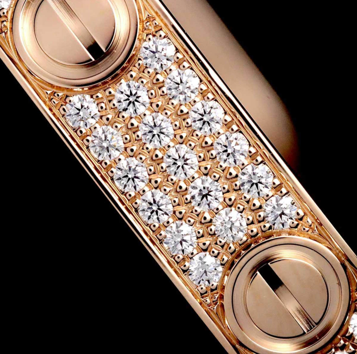 Pre-owned 18k rose gold Cartier LOVE Bracelet adorned with 204 diamonds of 1.99ctw