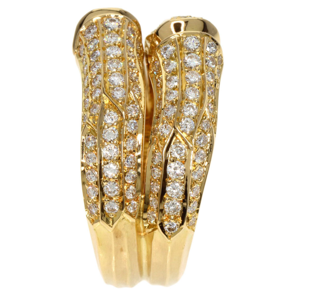 Pre-owned 18k yellow gold ring from Cartier Bamboo collection set with 1.65ctw of diamonds