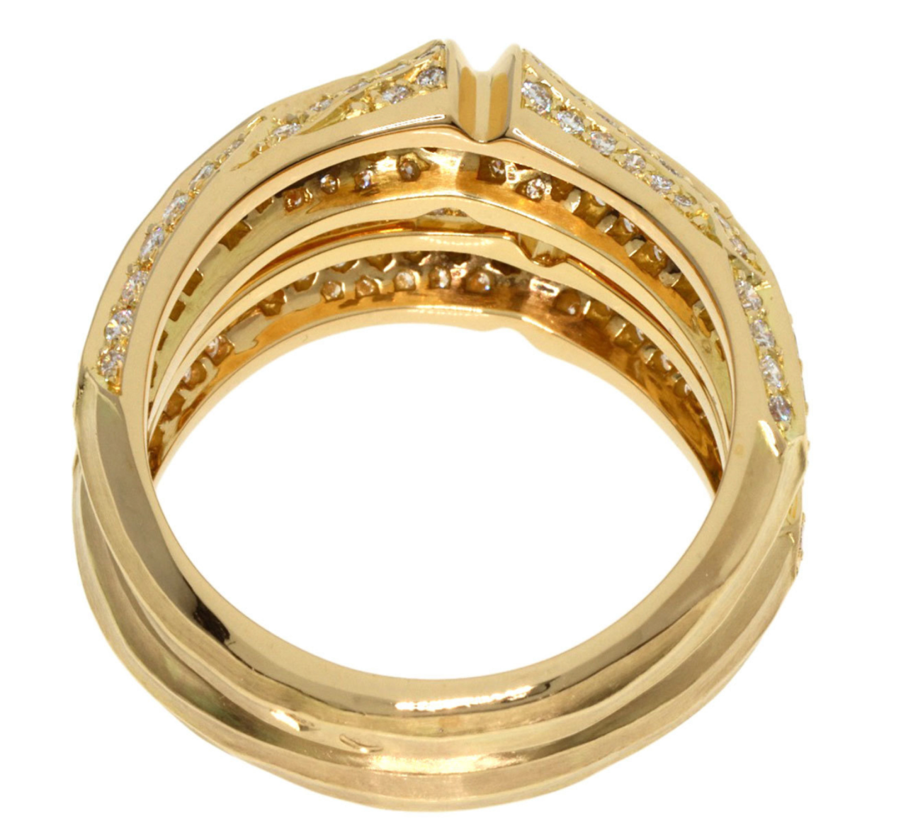 Pre-owned 18k yellow gold ring from Cartier Bamboo collection set with 1.65ctw of diamonds