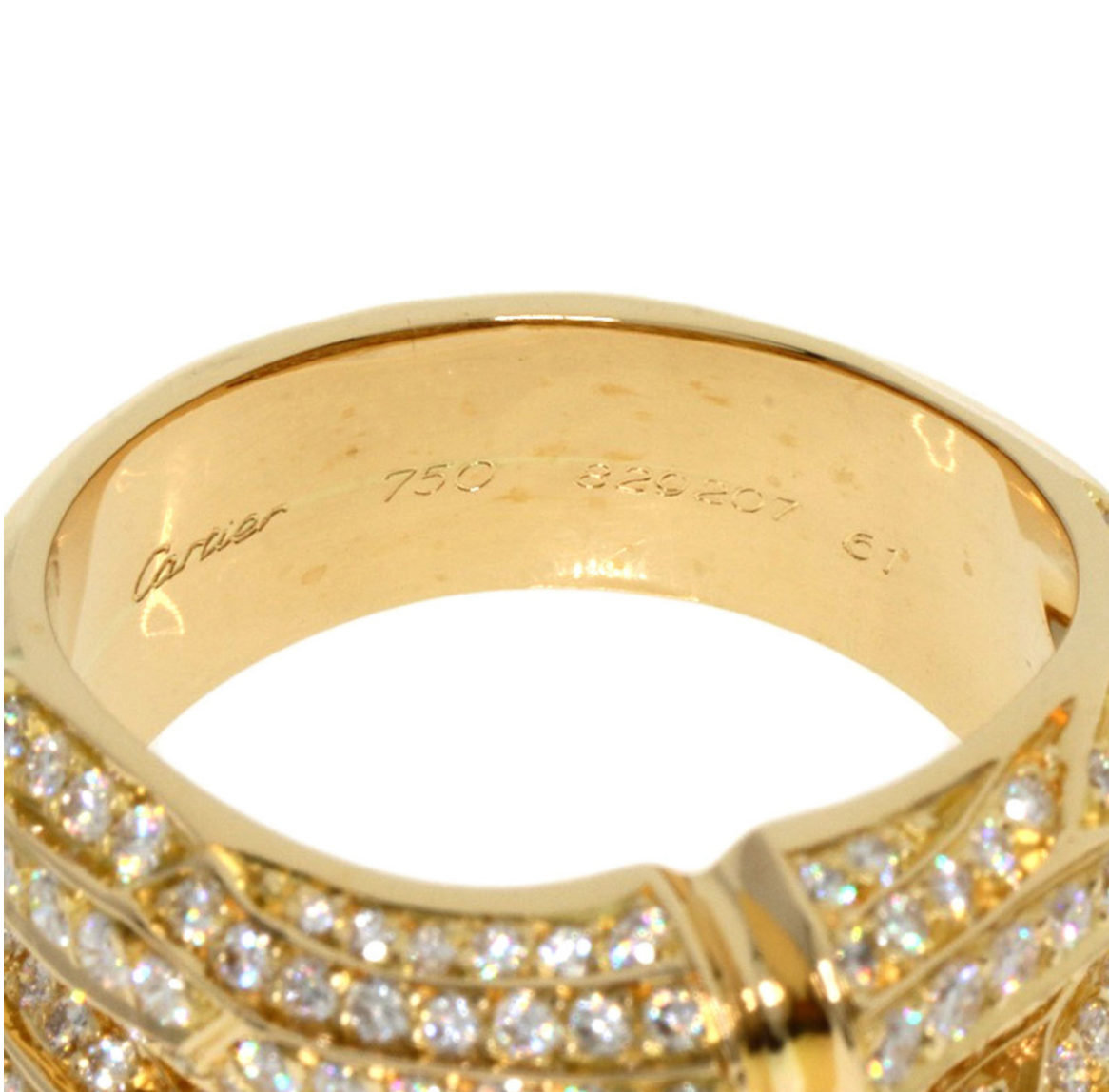 Pre-owned 18k yellow gold ring from Cartier Bamboo collection set with 1.65ctw of diamonds