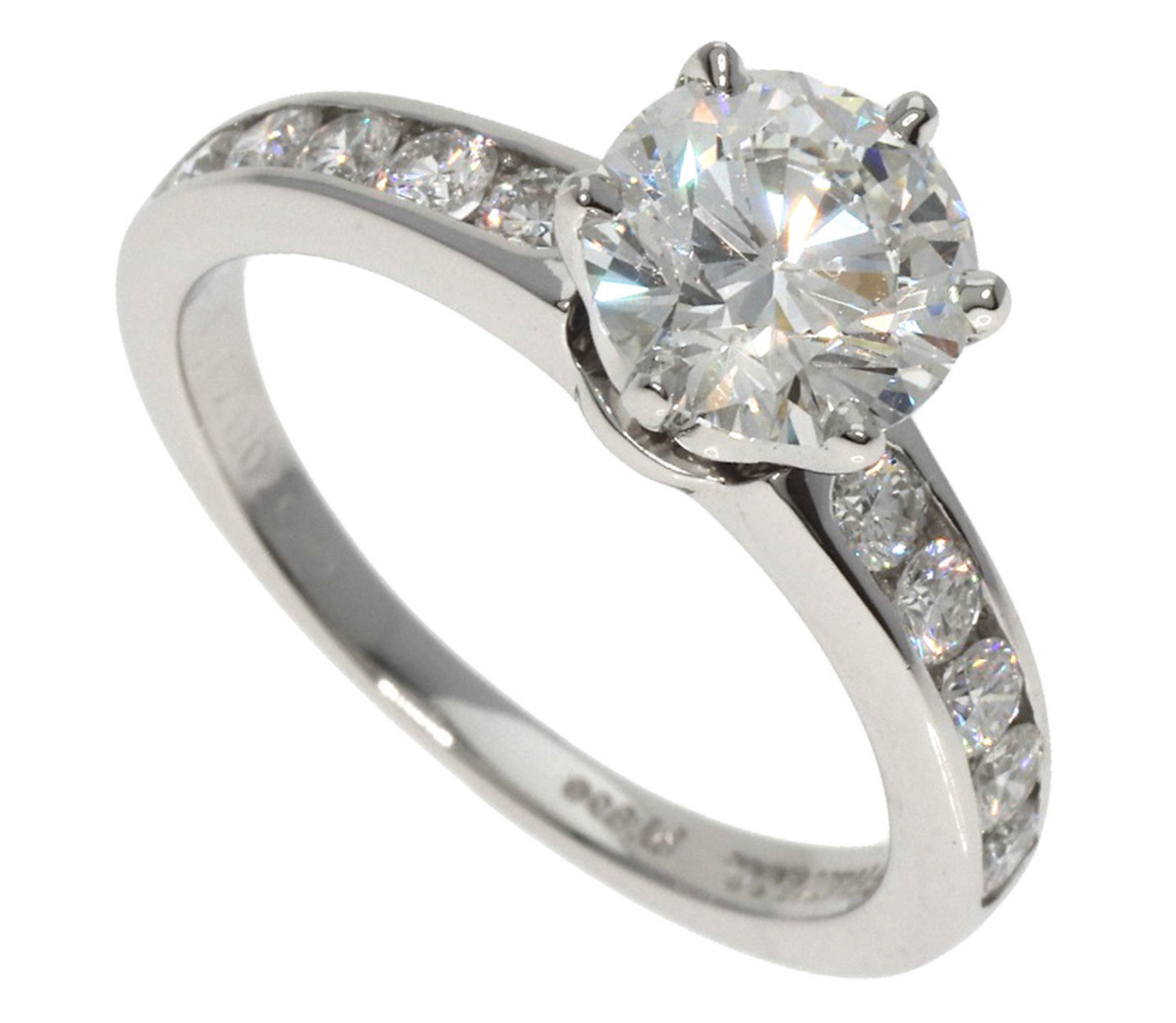 Pre-owned Platinum Tiffany Setting Engagement Ring set with a 1.27ct center diamond