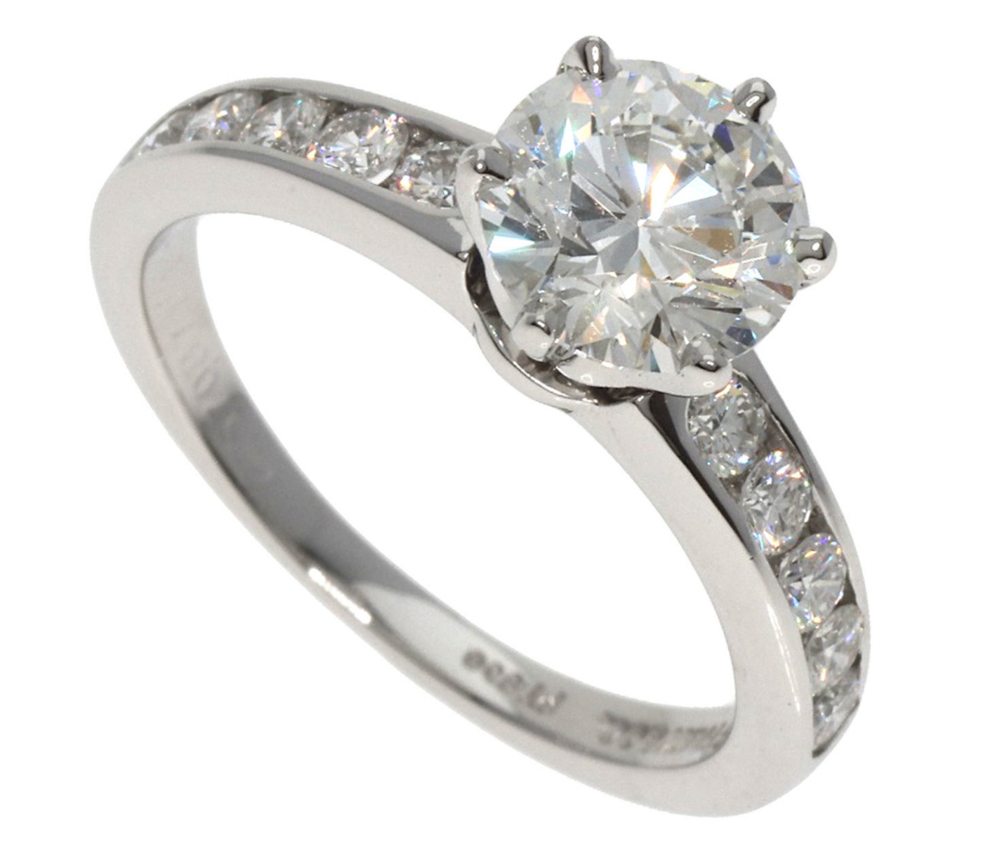 Pre-owned Platinum Tiffany Setting Engagement Ring set with a 1.27ct center diamond