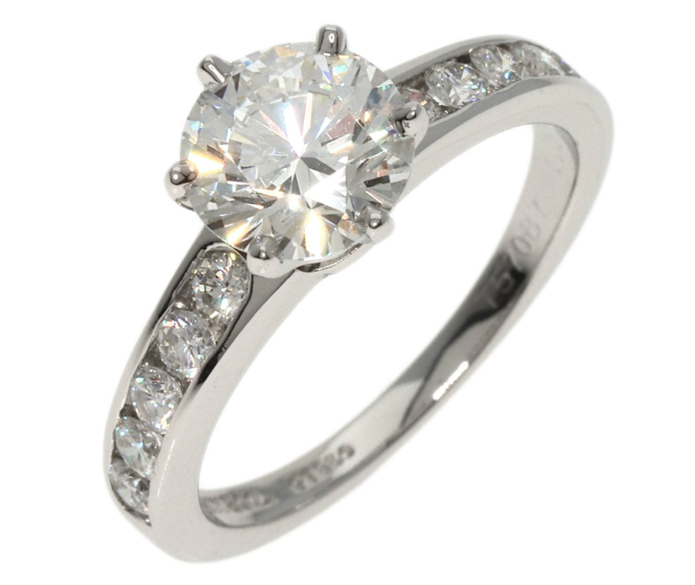 Pre-owned Platinum Tiffany Setting Engagement Ring set with a 1.27ct center diamond