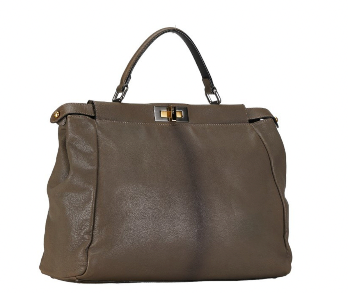 Pre-owned ombre leather Fendi Peekaboo handbag in gray colour