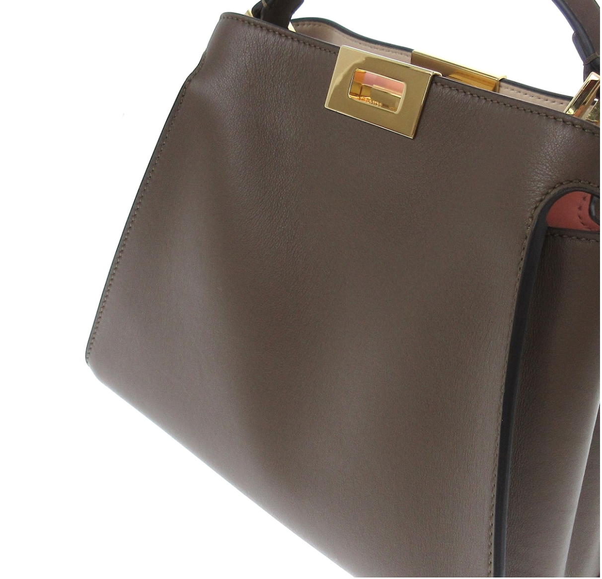 FENDI PEEKABOO ISEEU SMALL brown LEATHER BAG WITH A LONG shoulder STRAP