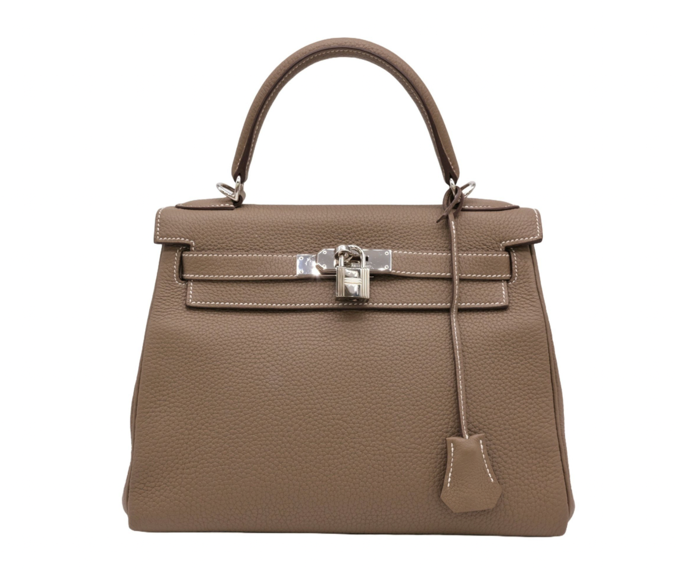 Pre-owned Hermès Kelly Retourne 28 Etoupe Togo with Palladium hardware