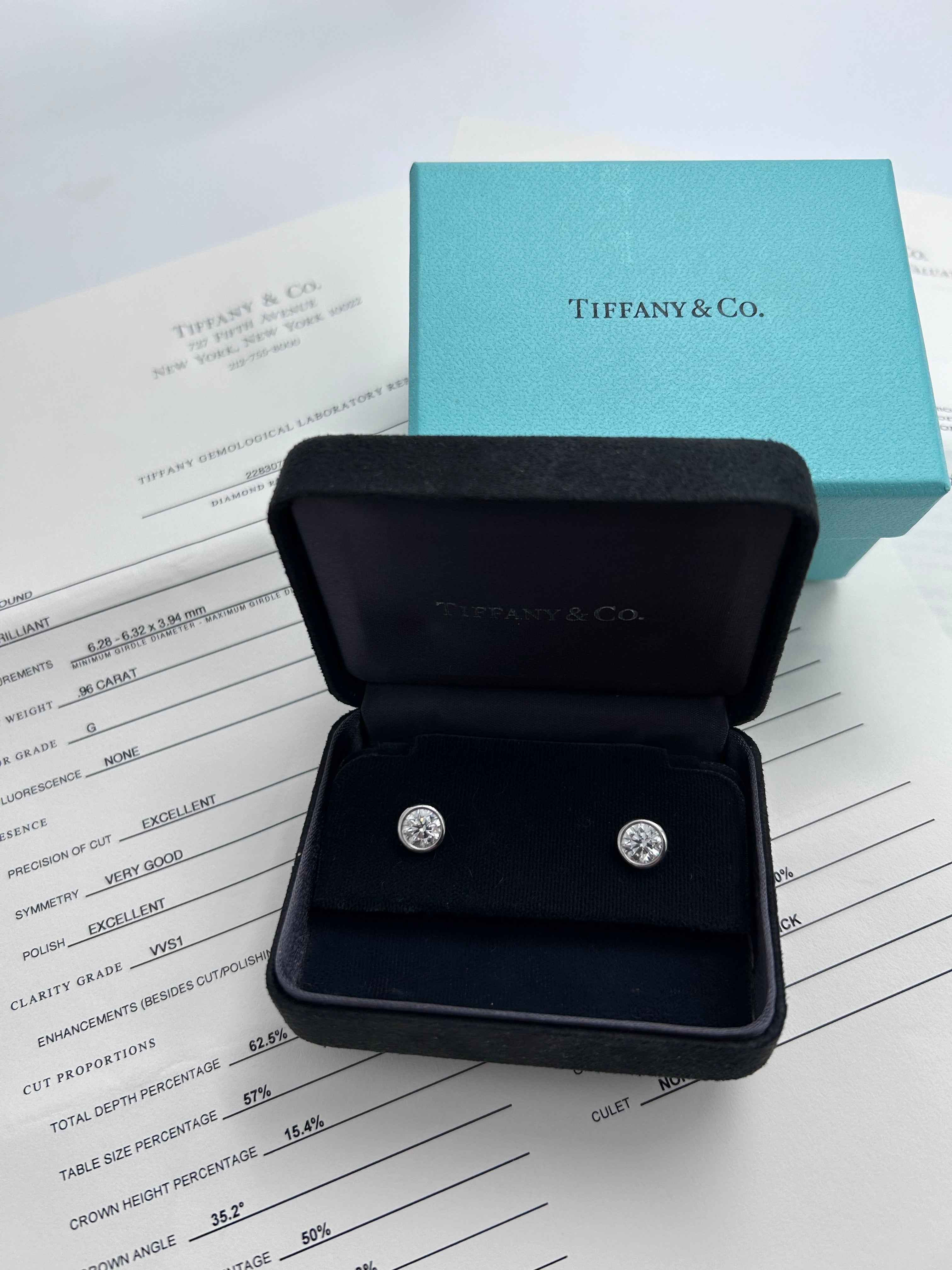 Platinum Tiffany's & Co. diamonds by the Yard® stud earrings with box and certificate