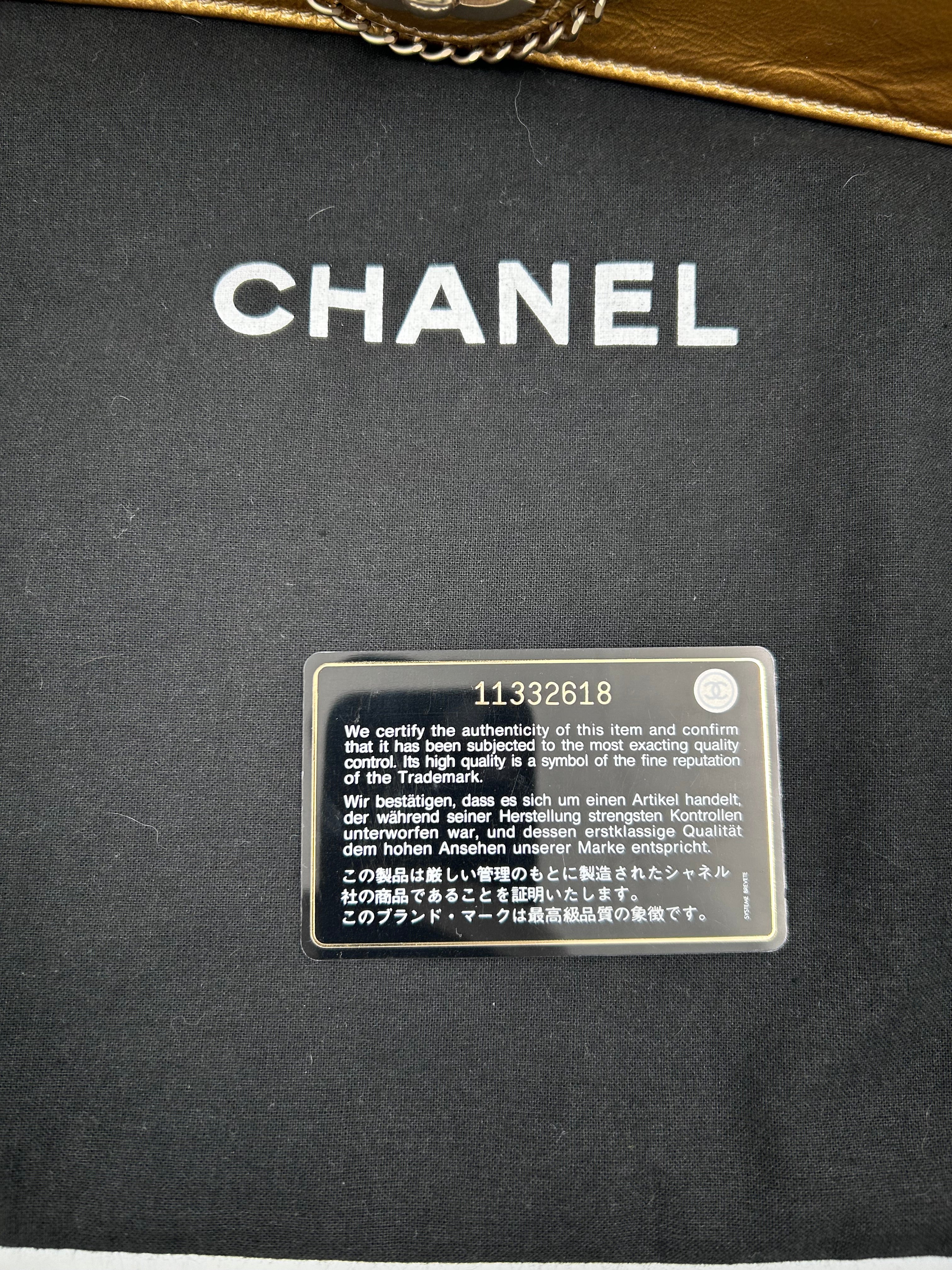 Pre-owned Chanel Madison Flap gold patent leather with quilted pattern & CC turn-lock on the front flap