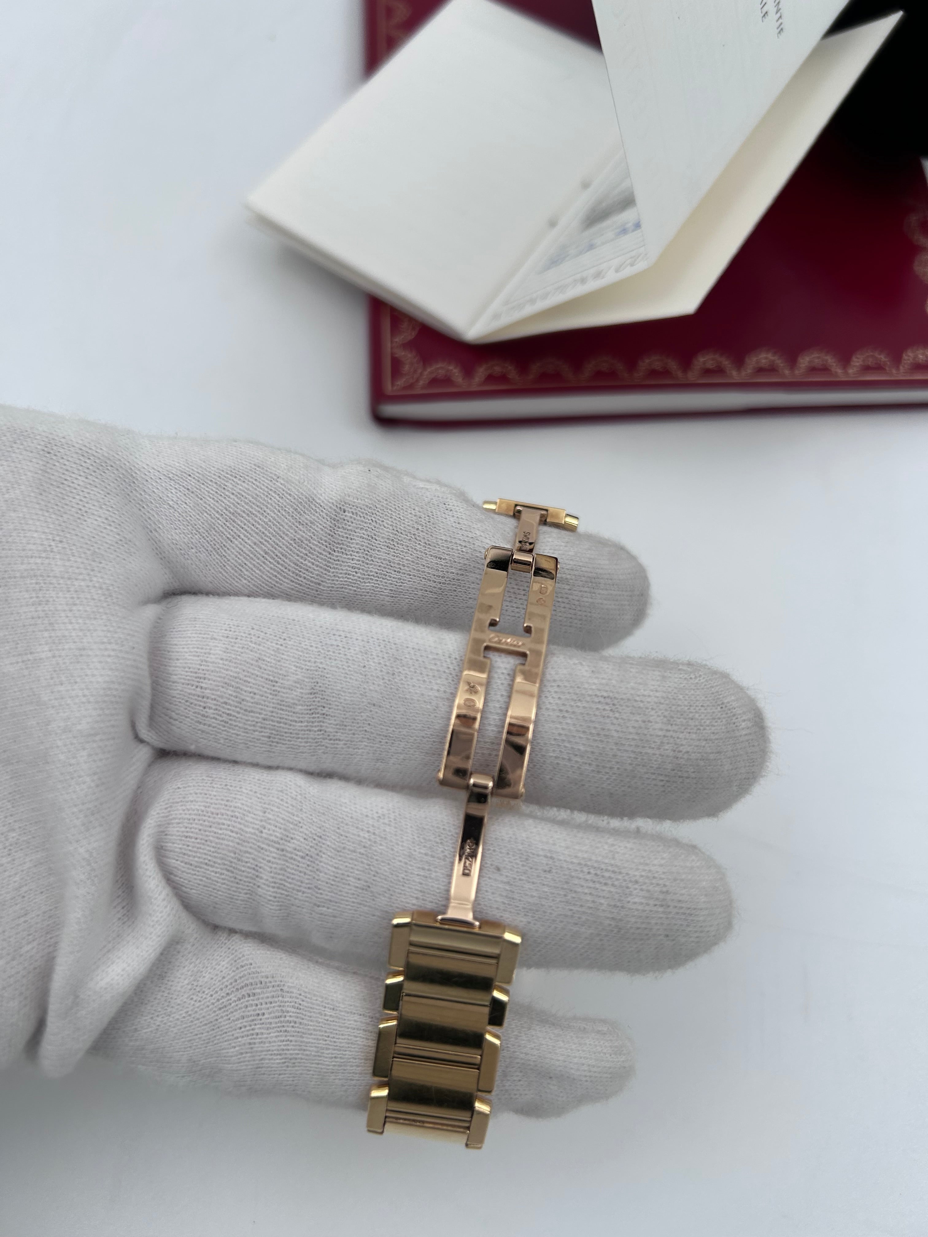 Pre-owned vintage Tank Française watch, small model in 18k yellow gold with diamond bezel