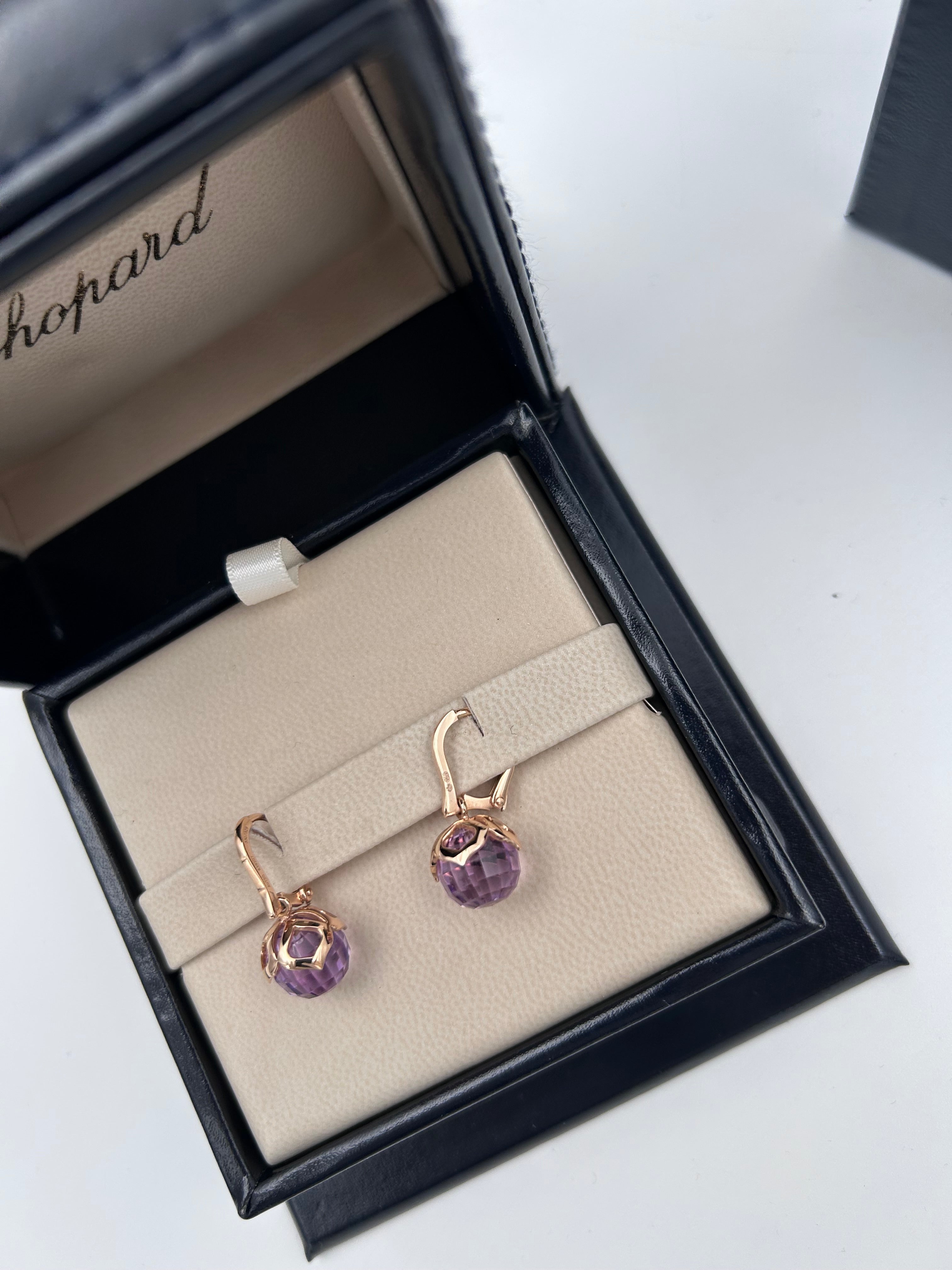 Pre-owned Rose Gold & Amethyst Earrings from Chopard IMPERIALE collection in full set