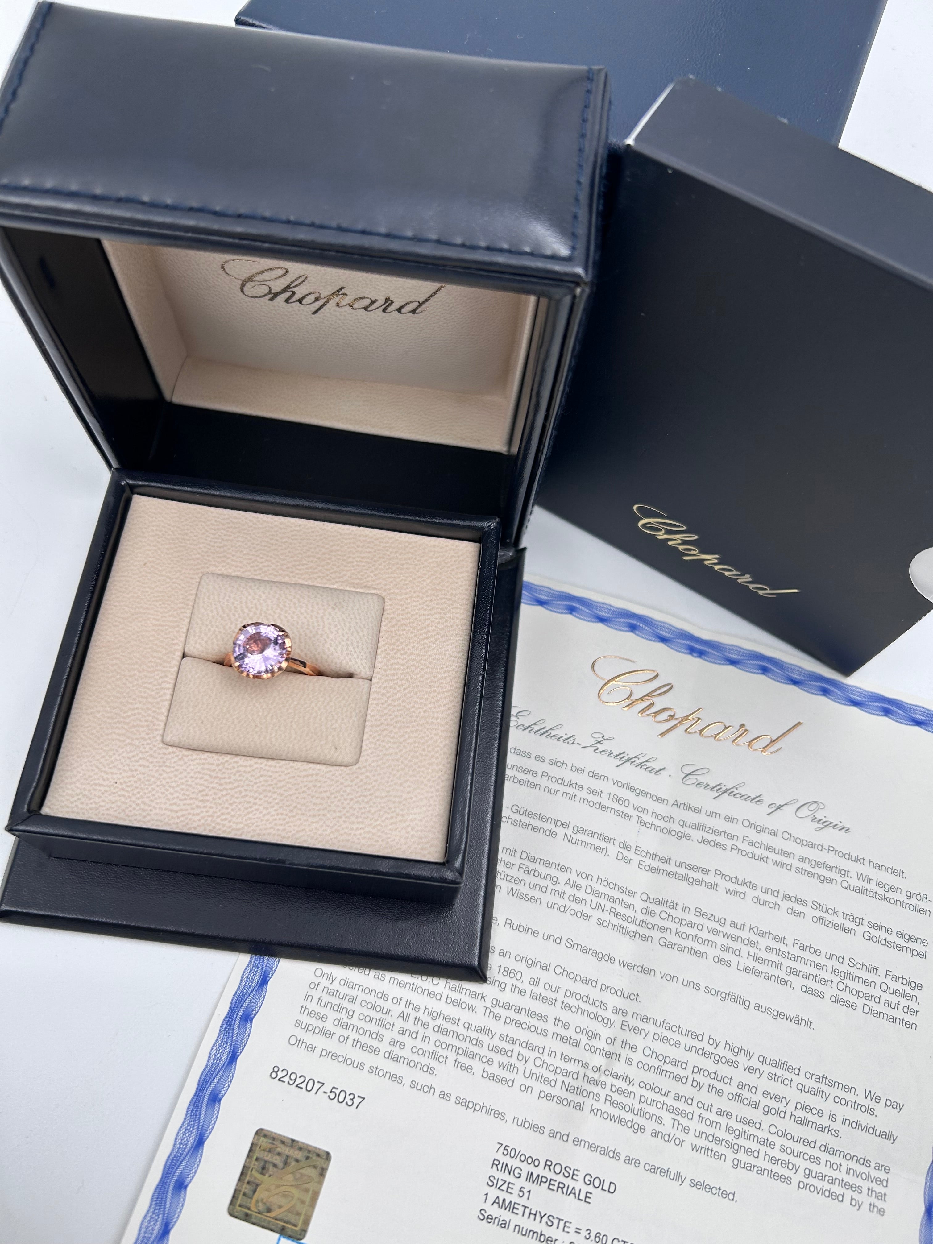 Pre-owned  ring from CHOPARD Imperiale collection made from 18k rose gold and amethyst