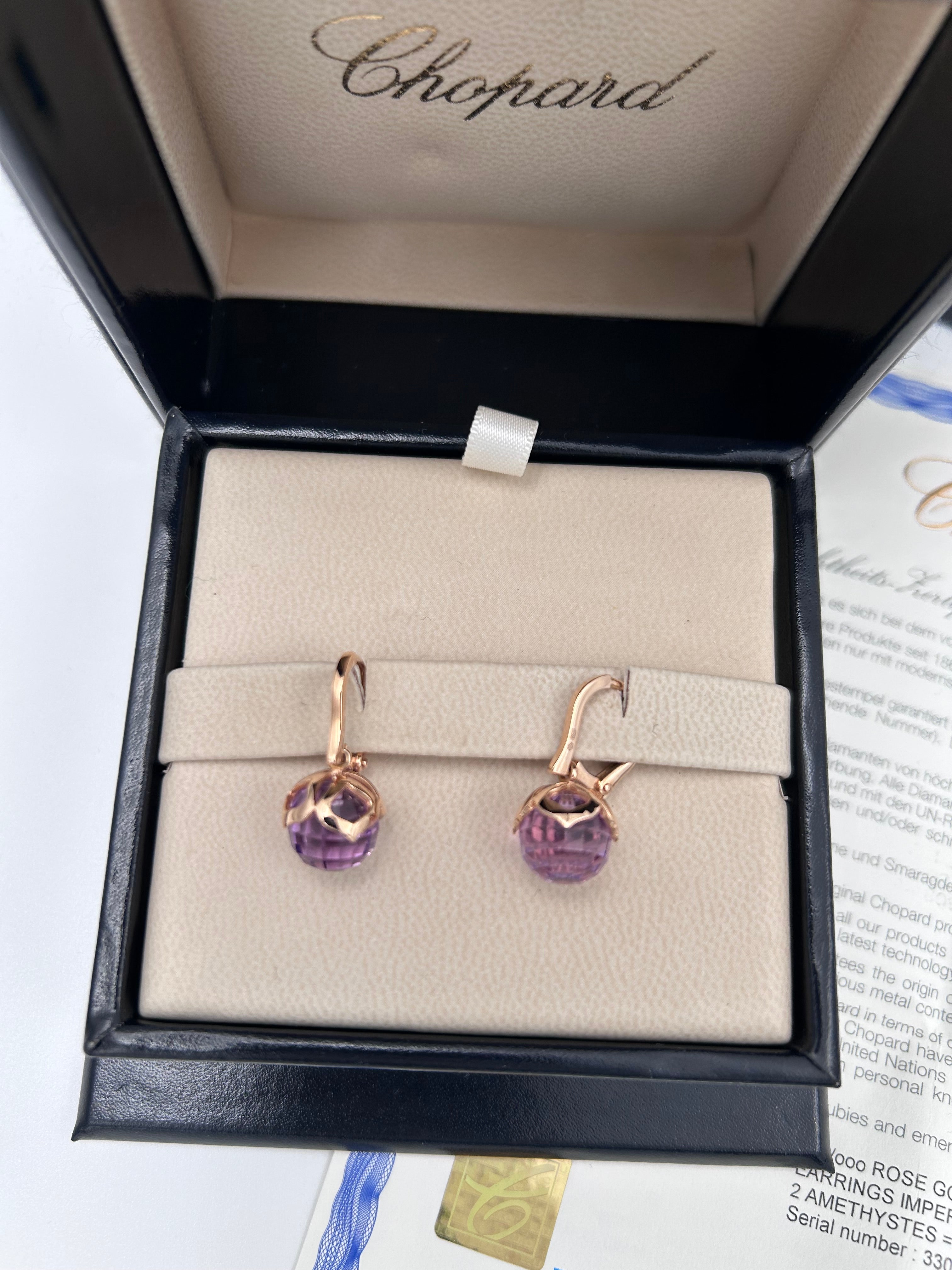 Pre-owned Rose Gold & Amethyst Earrings from Chopard IMPERIALE collection in full set