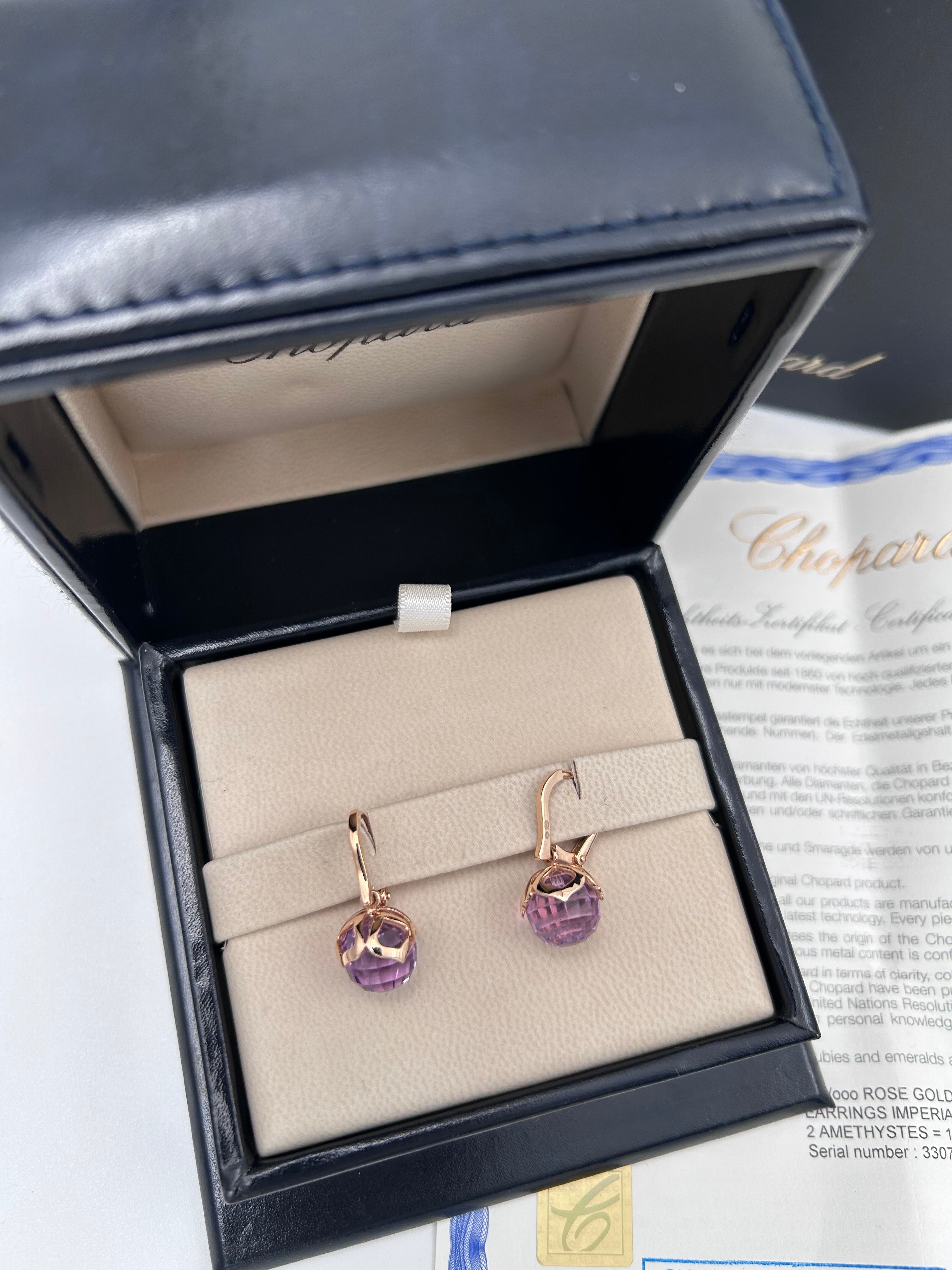 Pre-owned Rose Gold & Amethyst Earrings from Chopard IMPERIALE collection in full set