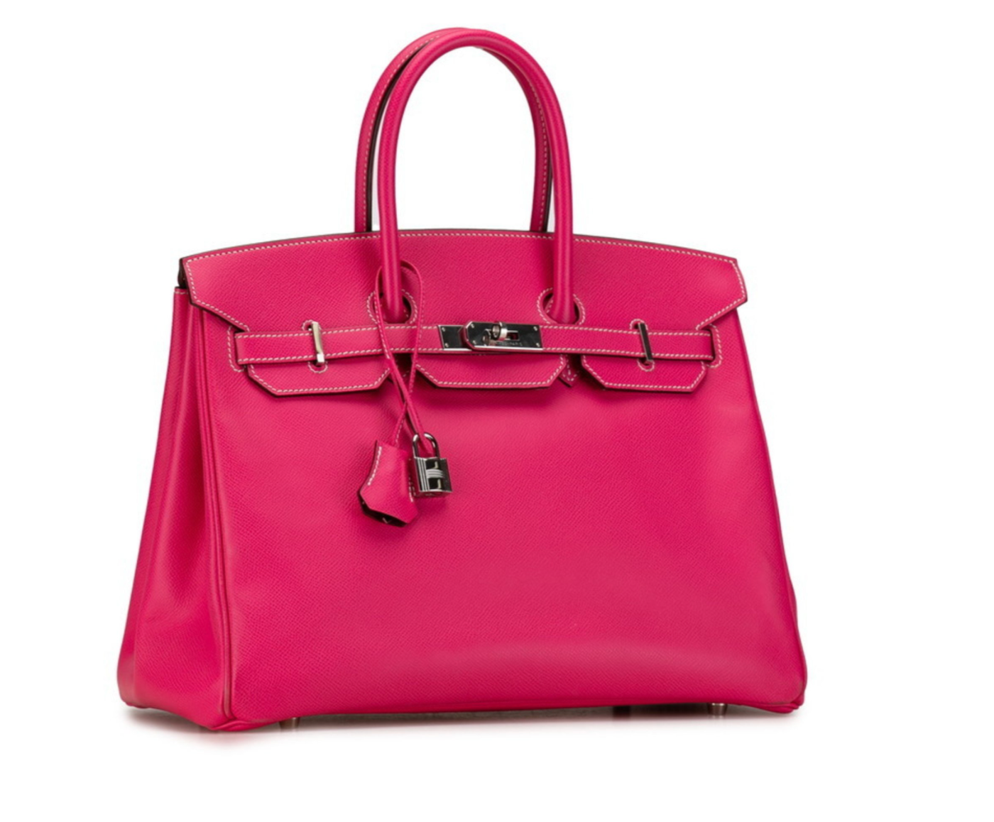 Pe-owned 2012 Hermes Birkin 35 Epsom leather handbag in a lovely pink hue featuring palladium hardware