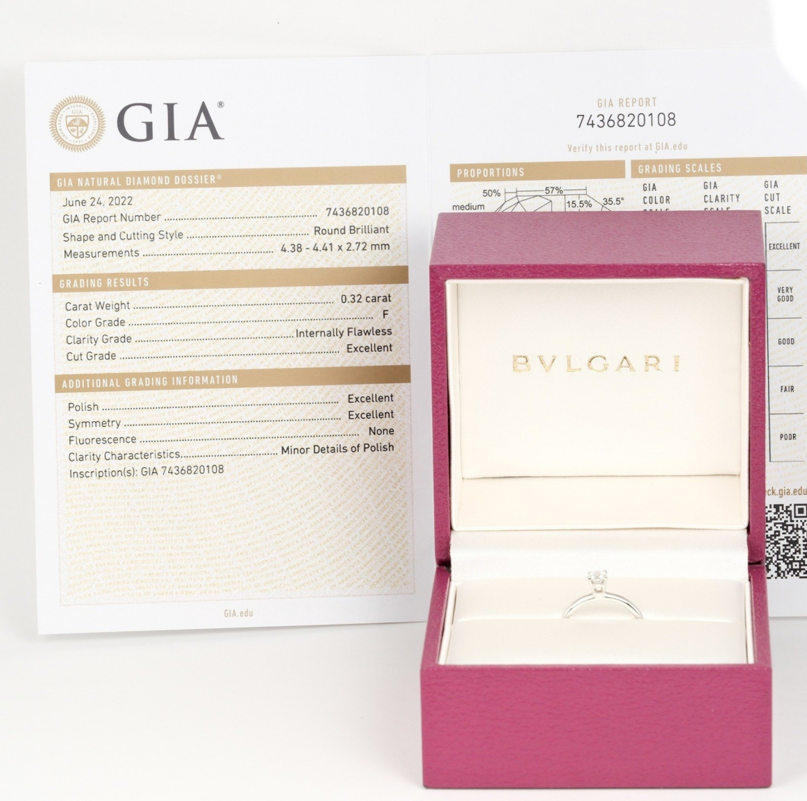 Pre-owned platinum Bvlgari Roma Amor ring with a 0.32ct diamond of IF clarity