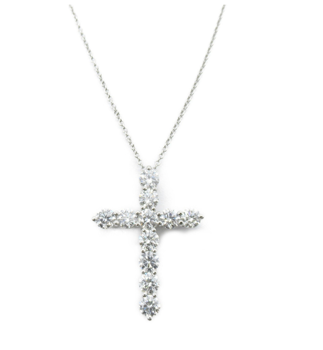 Large Tiffany & Co platinum Cross Pendant with diamonds of total carat weight of 1.71