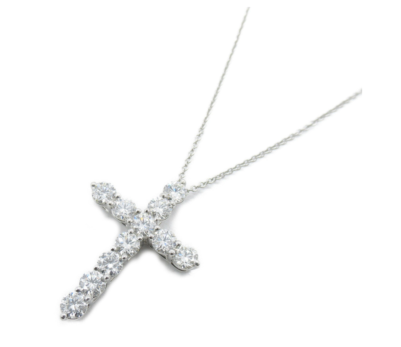 Large Tiffany & Co platinum Cross Pendant with diamonds of total carat weight of 1.71