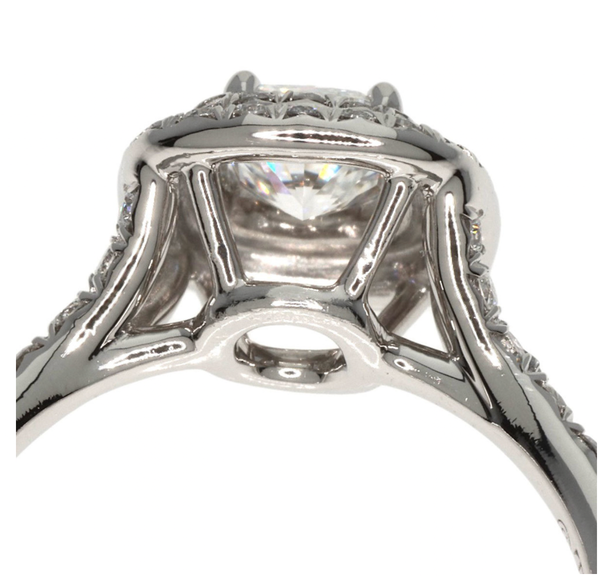 Pre-owned Tiffany Soleste double halo platinum engagement ring with a 0.43ct diamond