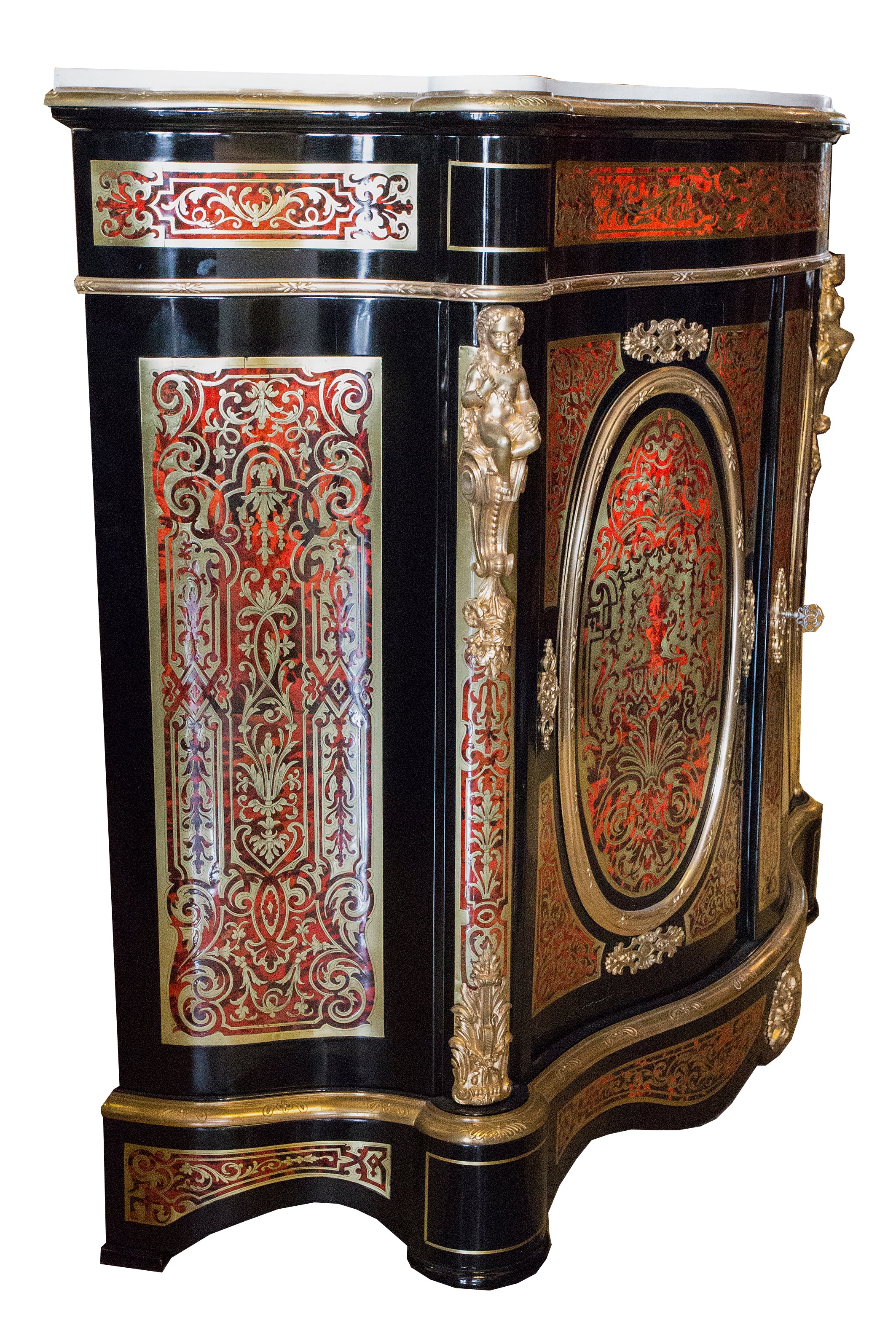 French 19th century Napoleon III, Boulle serpentine fronted credenza