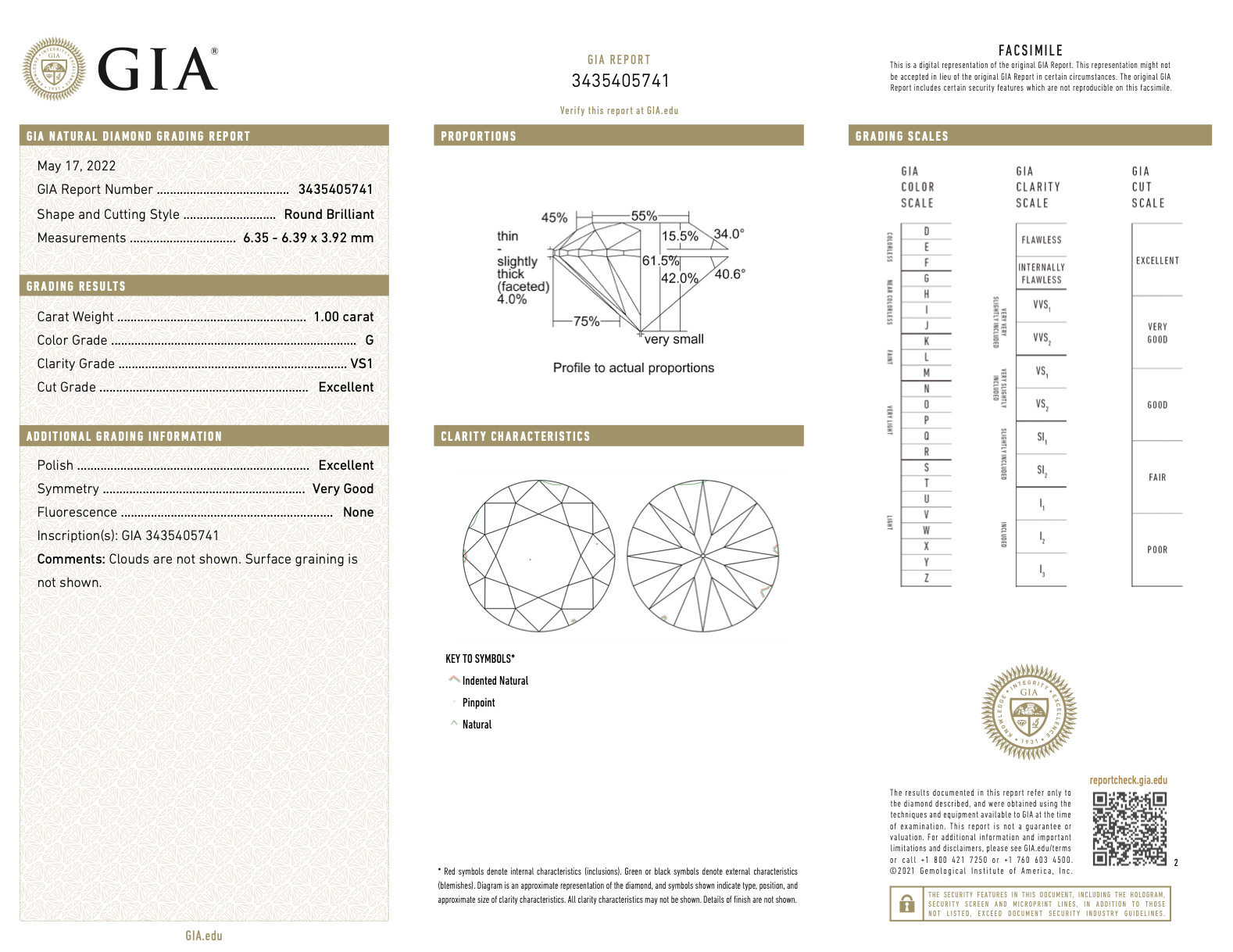 GIA certified 1ct VS1 clarity round brilliant cut loose diamond of G color