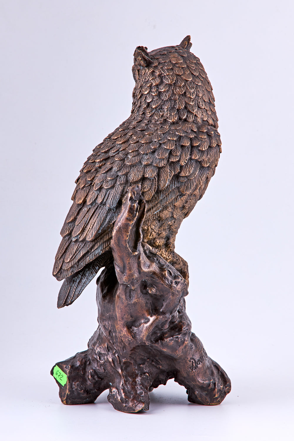 Art Deco patinated bronze sculpture of an owl by Dave Russell