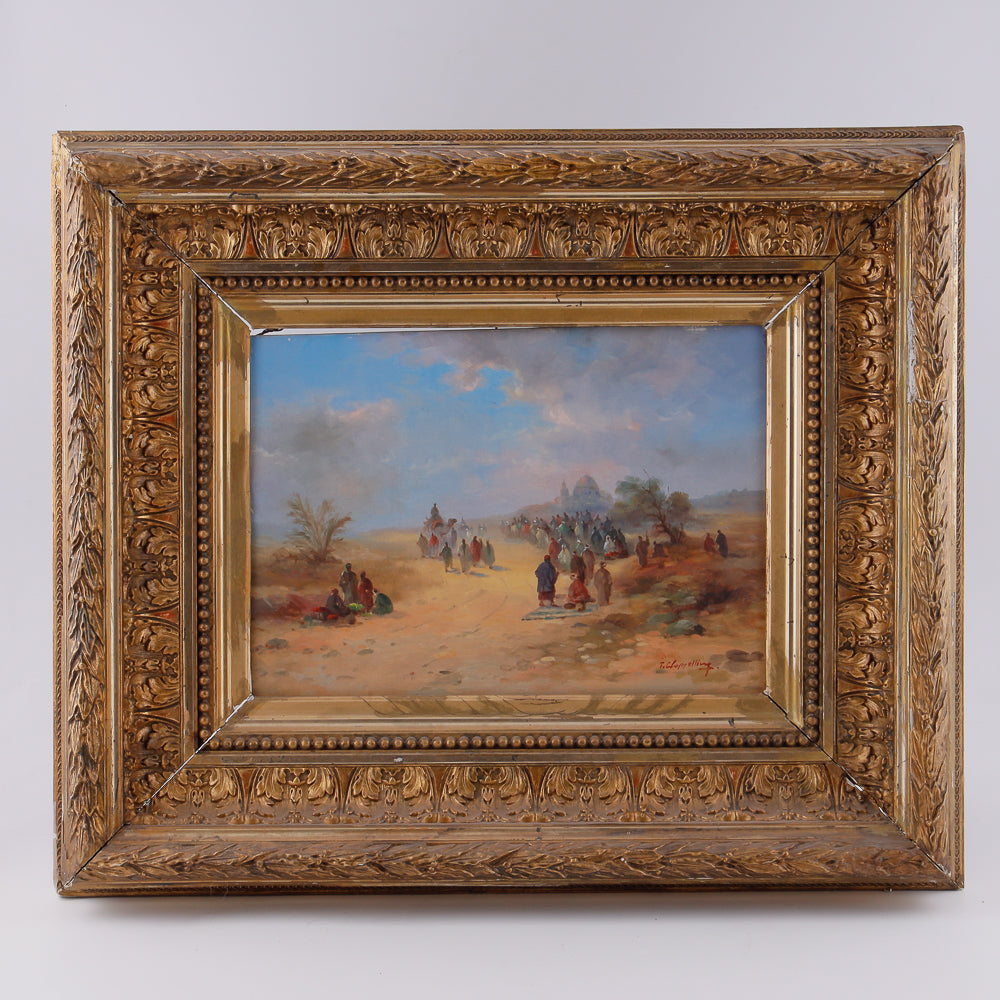 Pair of rural scenary paintings in gold plated frames