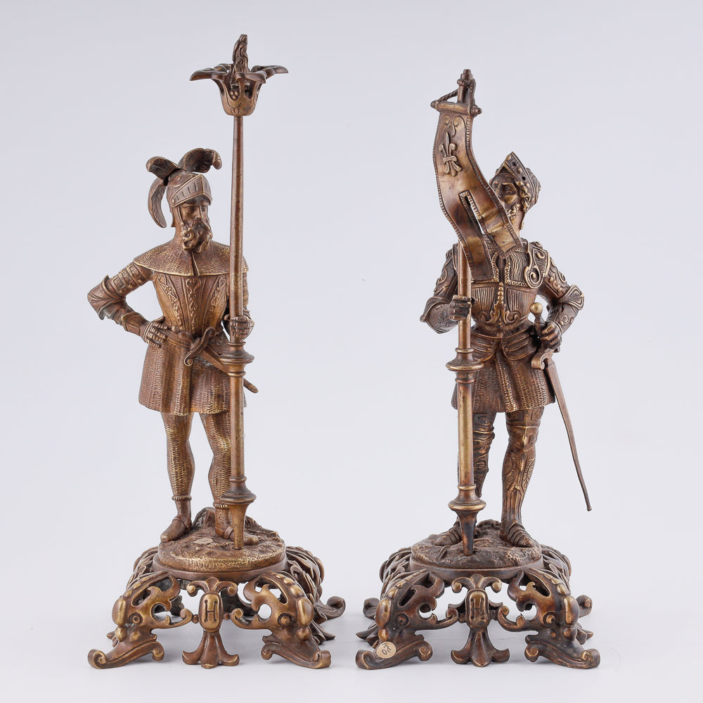 Antique cabinet figures of French knights