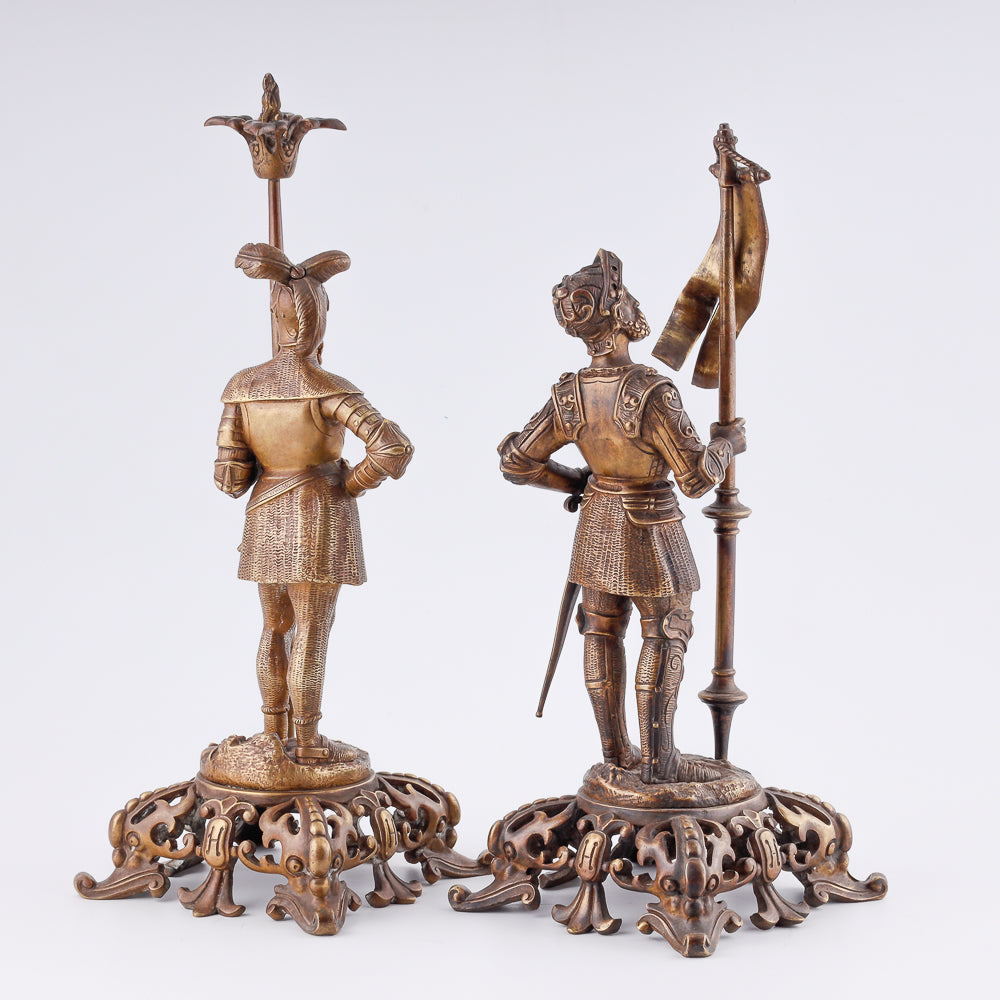 Antique cabinet figures of French knights