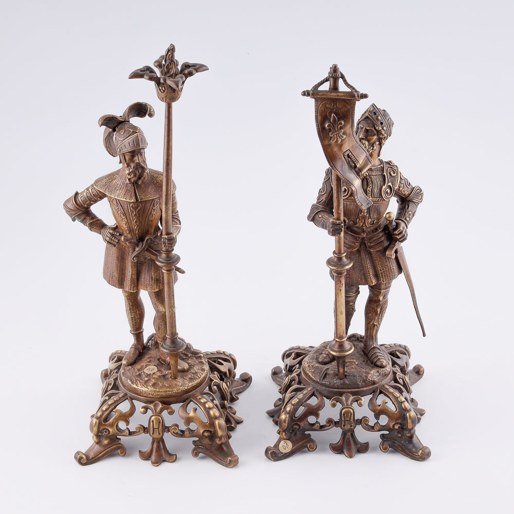 Antique cabinet figures of French knights