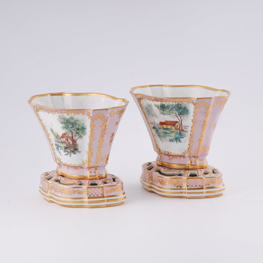 Pair of pink Jacob Petit vases