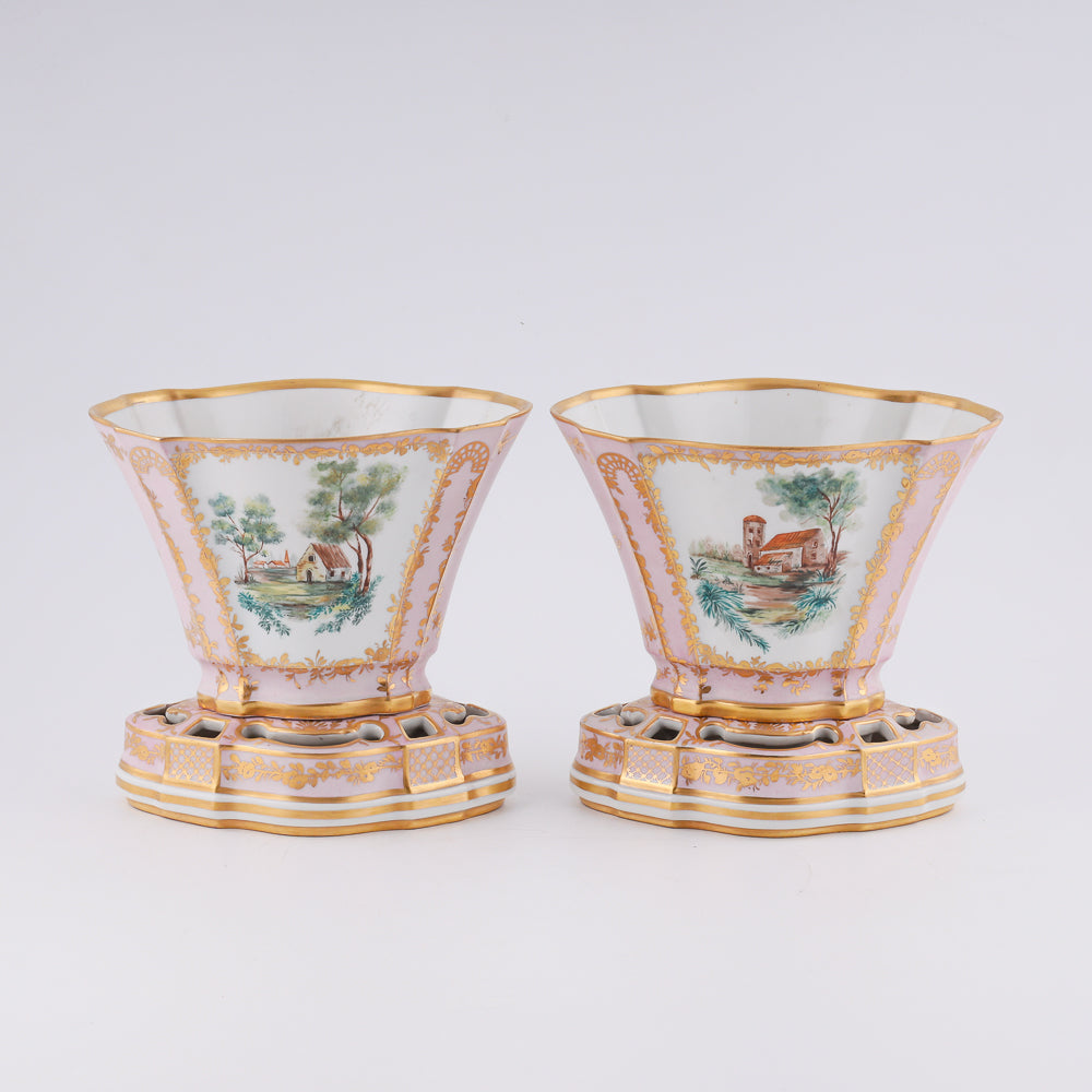 Pair of pink Jacob Petit vases