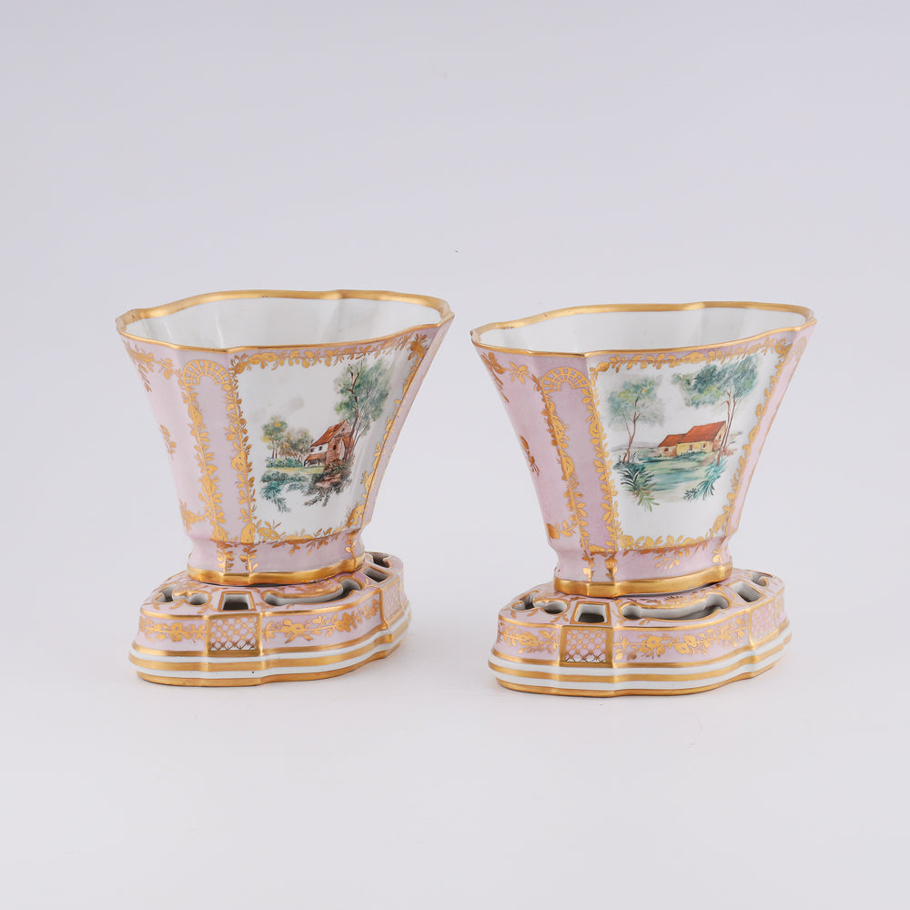 Pair of pink Jacob Petit vases